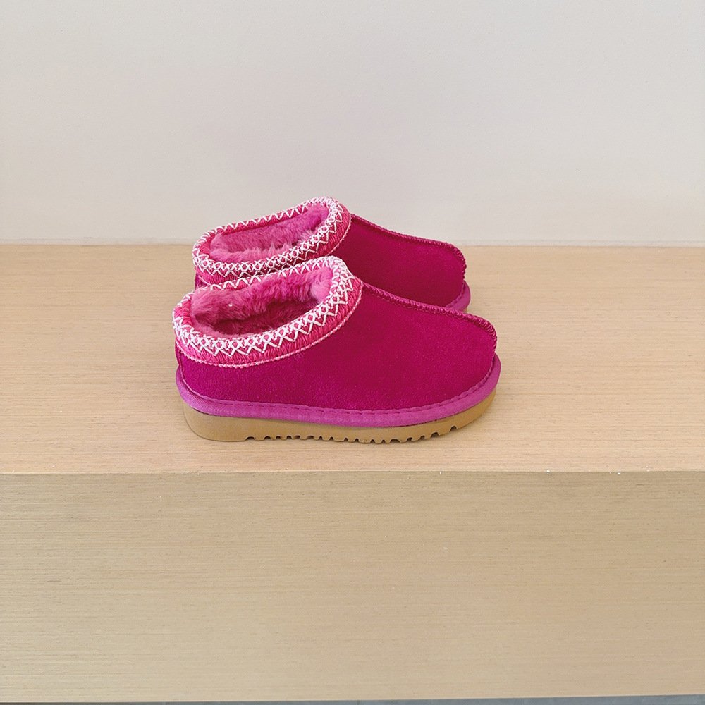 QY1010 2024 New arrivals cowhide national wind children's short snow boots 2024 winter new thickened slip-on for boys and girls
