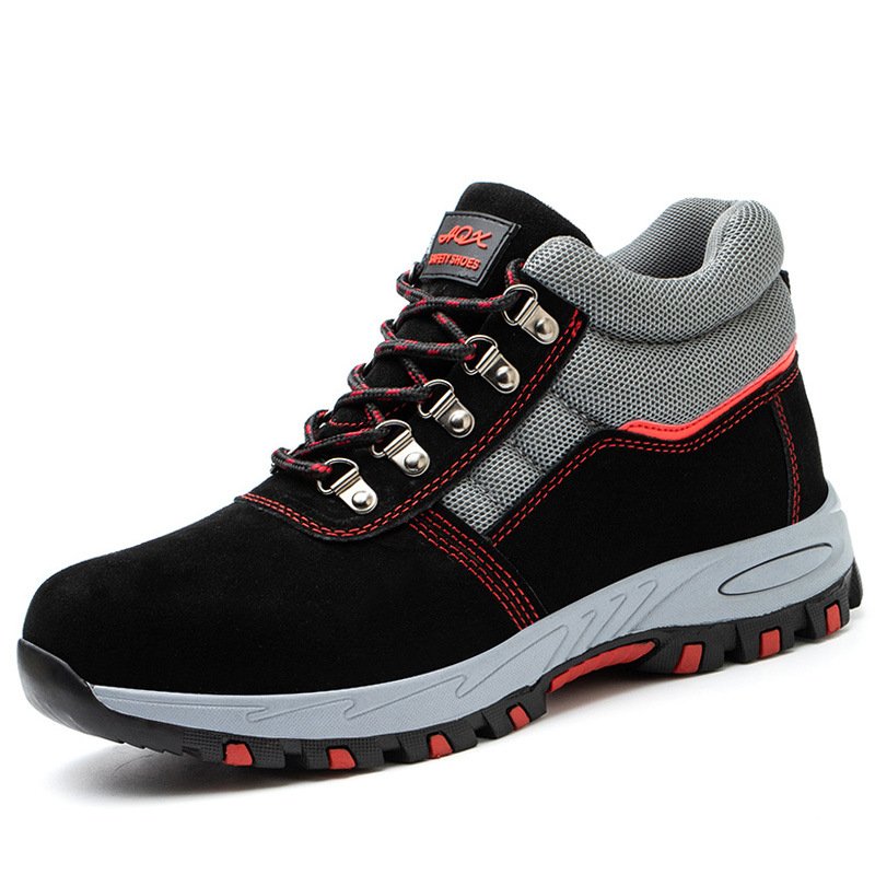 Hot Selling Cat Faux Suede Leather Steel Toe Industrial Safety Boots Work Shoes for Men Full Grain Leather Safety Shoes Fur