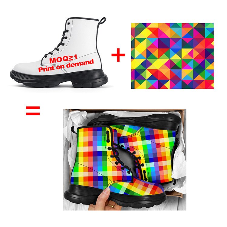 3D Printing Service OEM Custom Shoes Customized LOGO Pattern Printed Height Increasing High Top Casual Men's Women's Boots