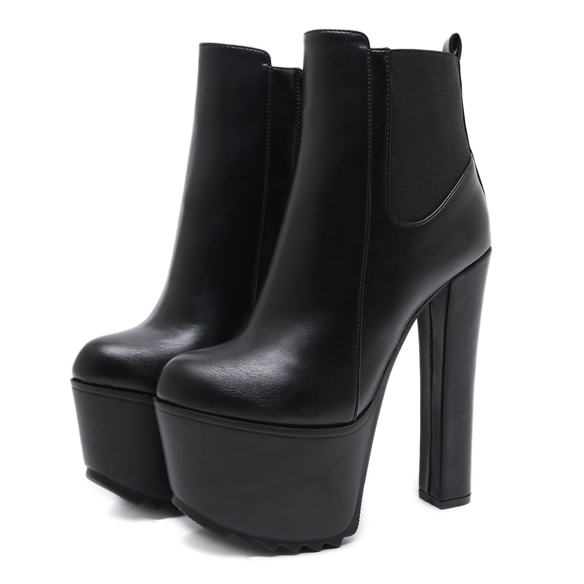 2021 New Goddess versatile high-heeled women's boots 16cm elastic cloth thick high-heeled platform boots