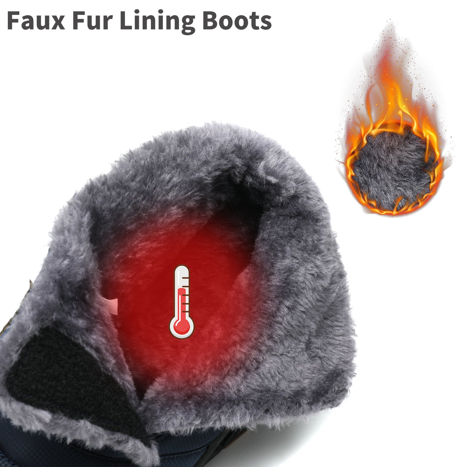 Unisex Classic Design Adult Winter Snow Boots Non-slip Waterproof Warm Outdoor Sneakers Cotton Fabric Canvas for Autumn Season