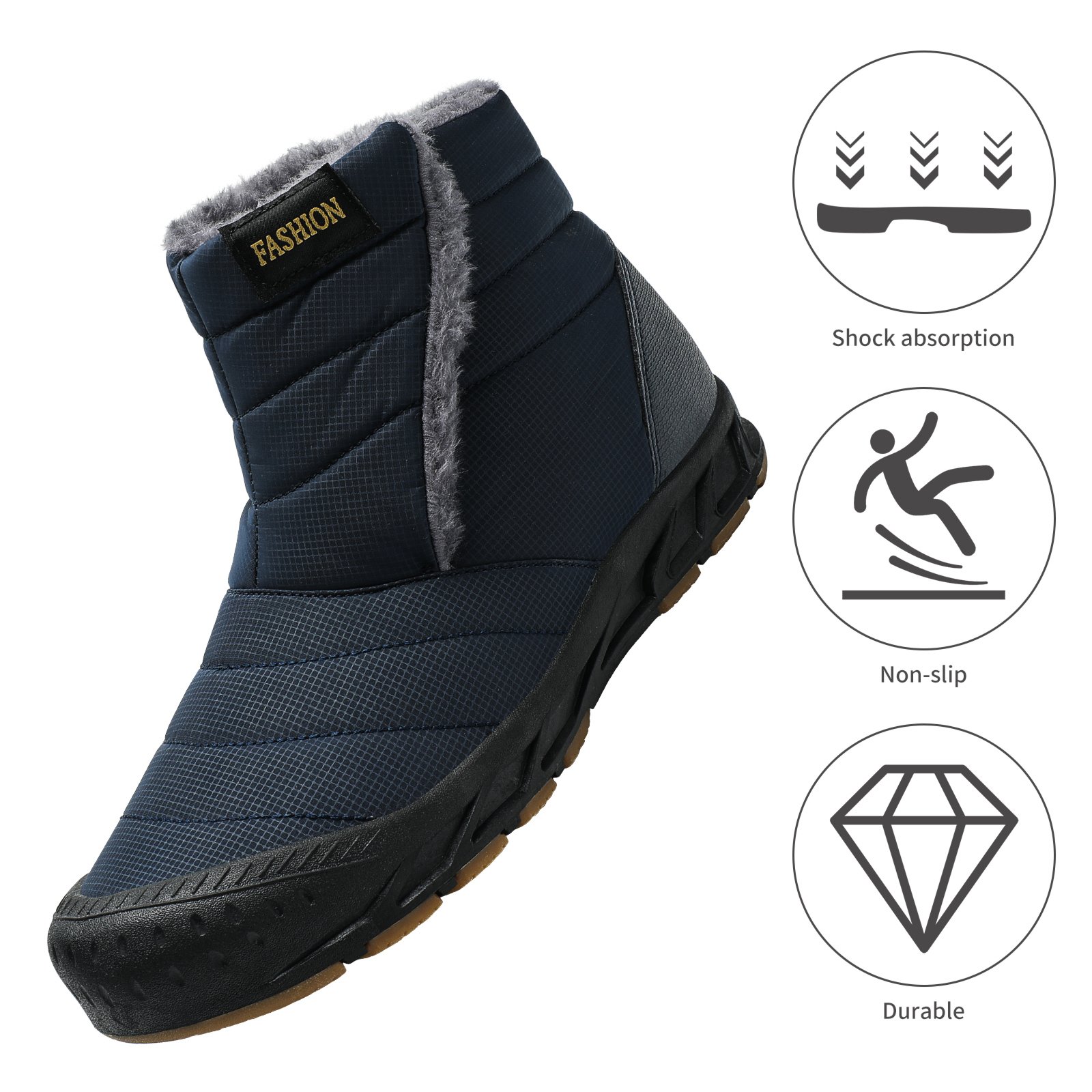 Unisex Classic Design Adult Winter Snow Boots Non-slip Waterproof Warm Outdoor Sneakers Cotton Fabric Canvas for Autumn Season