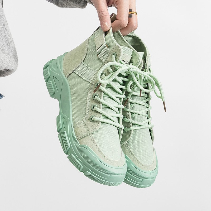 2024 Women's platform spring new fashion student style canvas booties women's shoes boots
