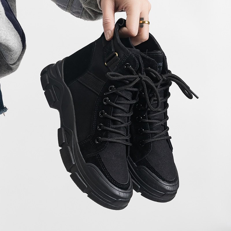 2024 Women's platform spring new fashion student style canvas booties women's shoes boots
