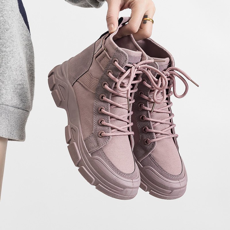 2024 Women's platform spring new fashion student style canvas booties women's shoes boots