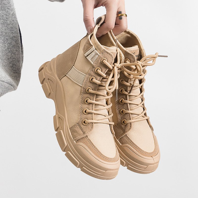 2024 Women's platform spring new fashion student style canvas booties women's shoes boots