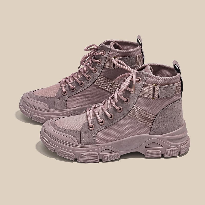 2024 Women's platform spring new fashion student style canvas booties women's shoes boots