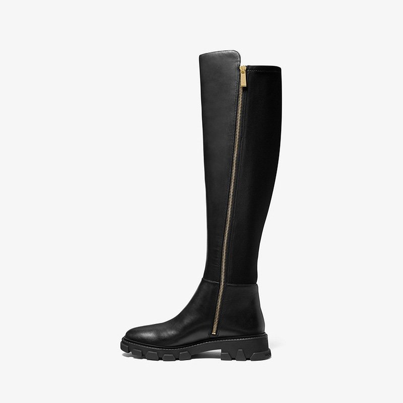 Women's Elegant Leather Flat Tall Boots Comfortable Toe Knee High Boots Custom OEM Manufacturing Zip Closure Genuine Leather