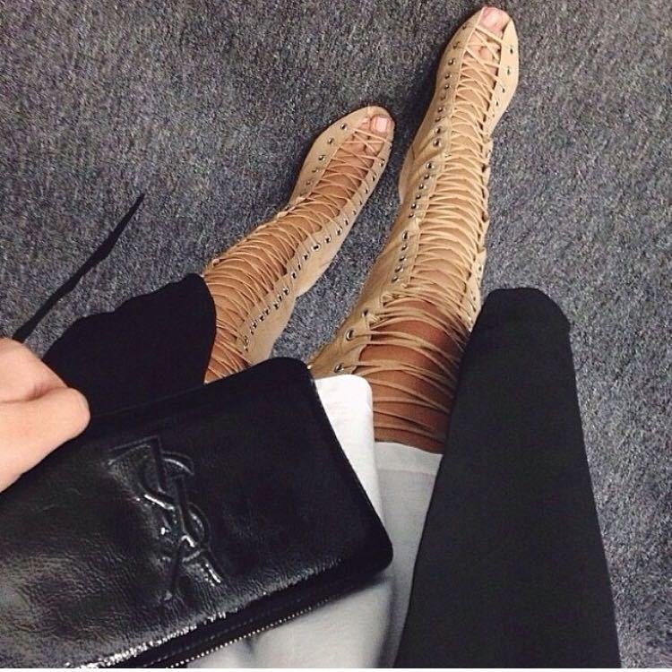2022 autumn and winter boots new super high heel fashion over the knee boots lace up suede women's boots