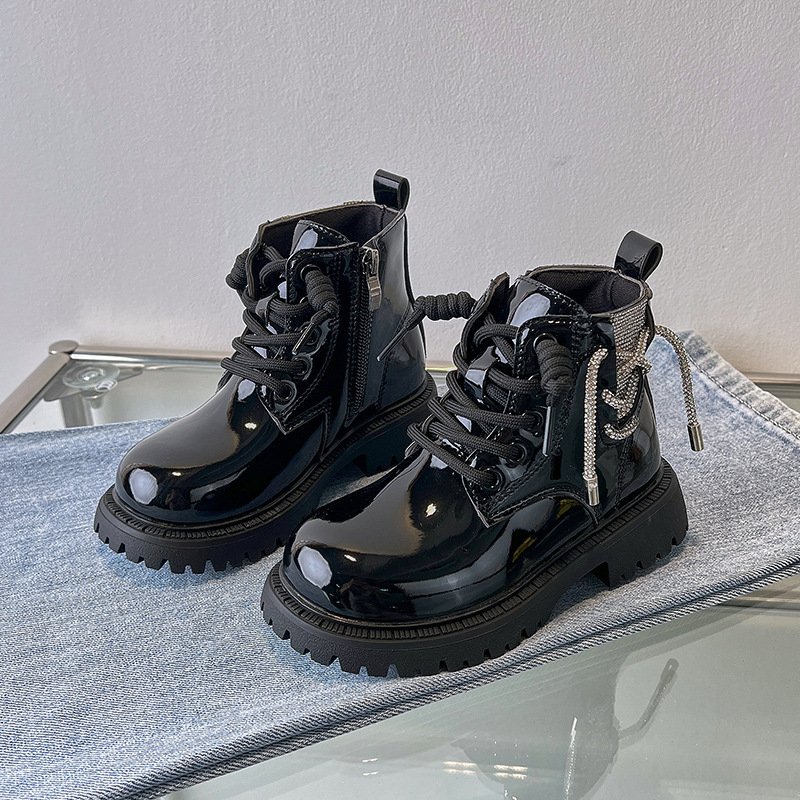 Autumn Winter Children Casual Ankle Boots Rhinestone Princess Shoes Windproof Waterproof Outdoor Boots for Kids