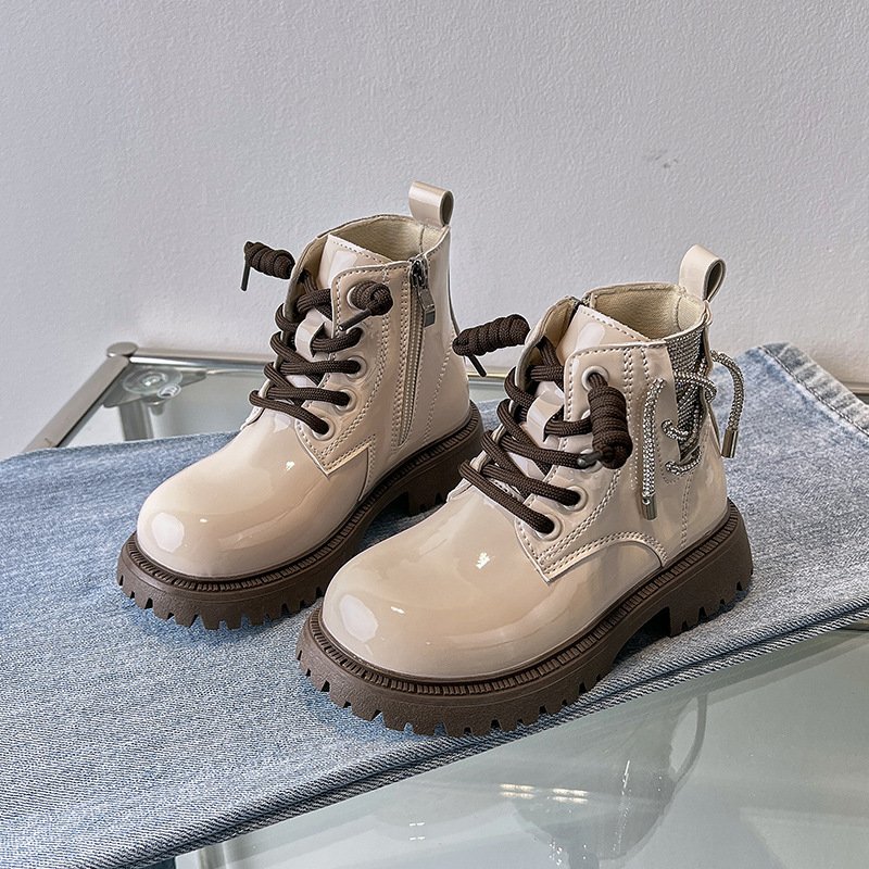 Autumn Winter Children Casual Ankle Boots Rhinestone Princess Shoes Windproof Waterproof Outdoor Boots for Kids