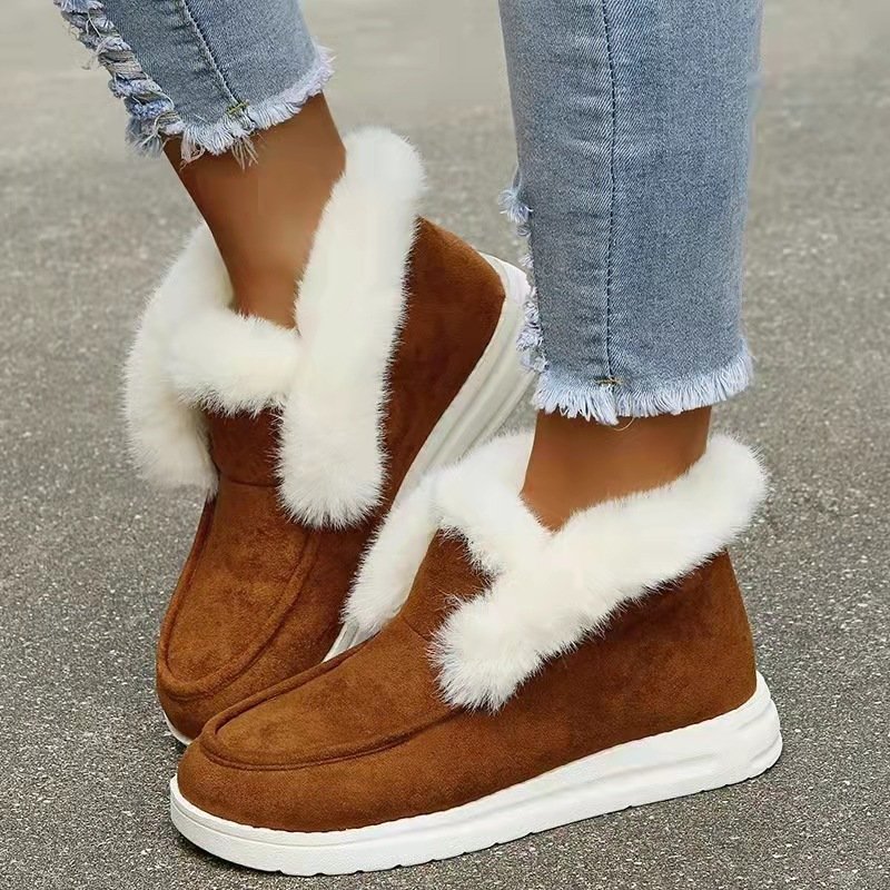 Winter Fur Fabric Ankle Shoes Warm Comfortable And Breathable Women's Snow Boots