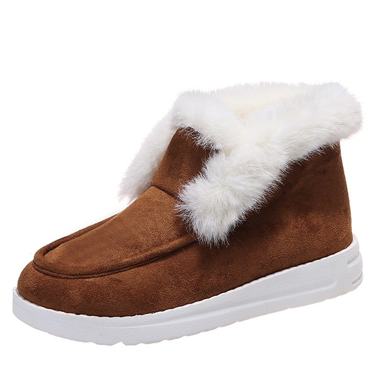 Winter Fur Fabric Ankle Shoes Warm Comfortable And Breathable Women's Snow Boots