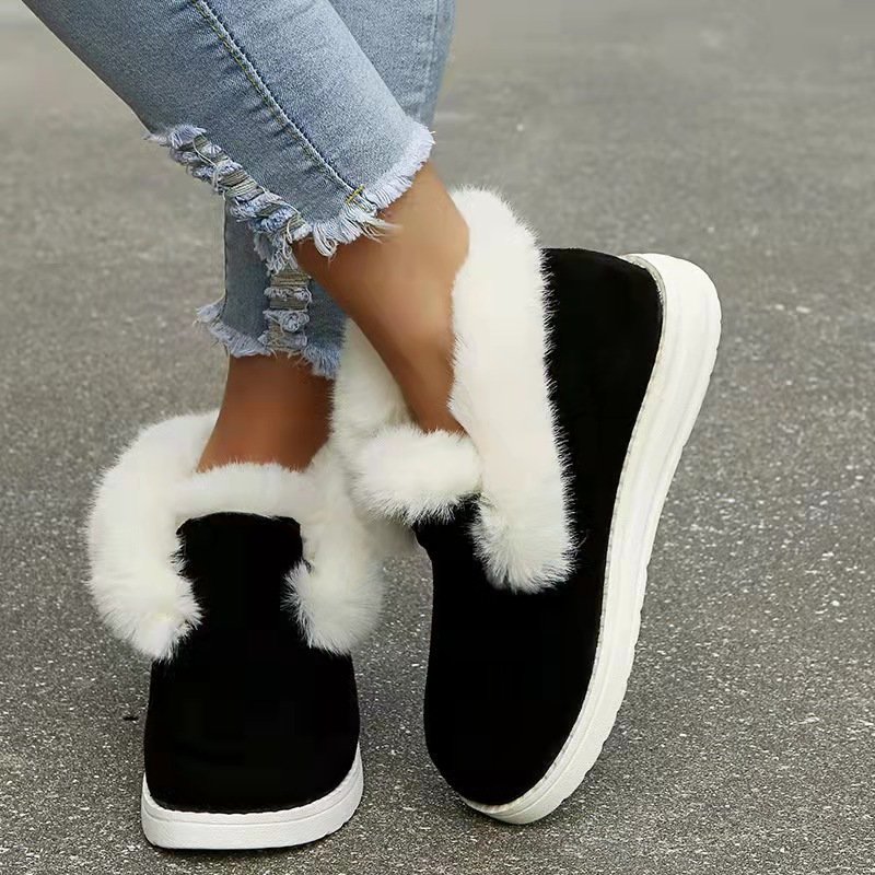 Winter Fur Fabric Ankle Shoes Warm Comfortable And Breathable Women's Snow Boots
