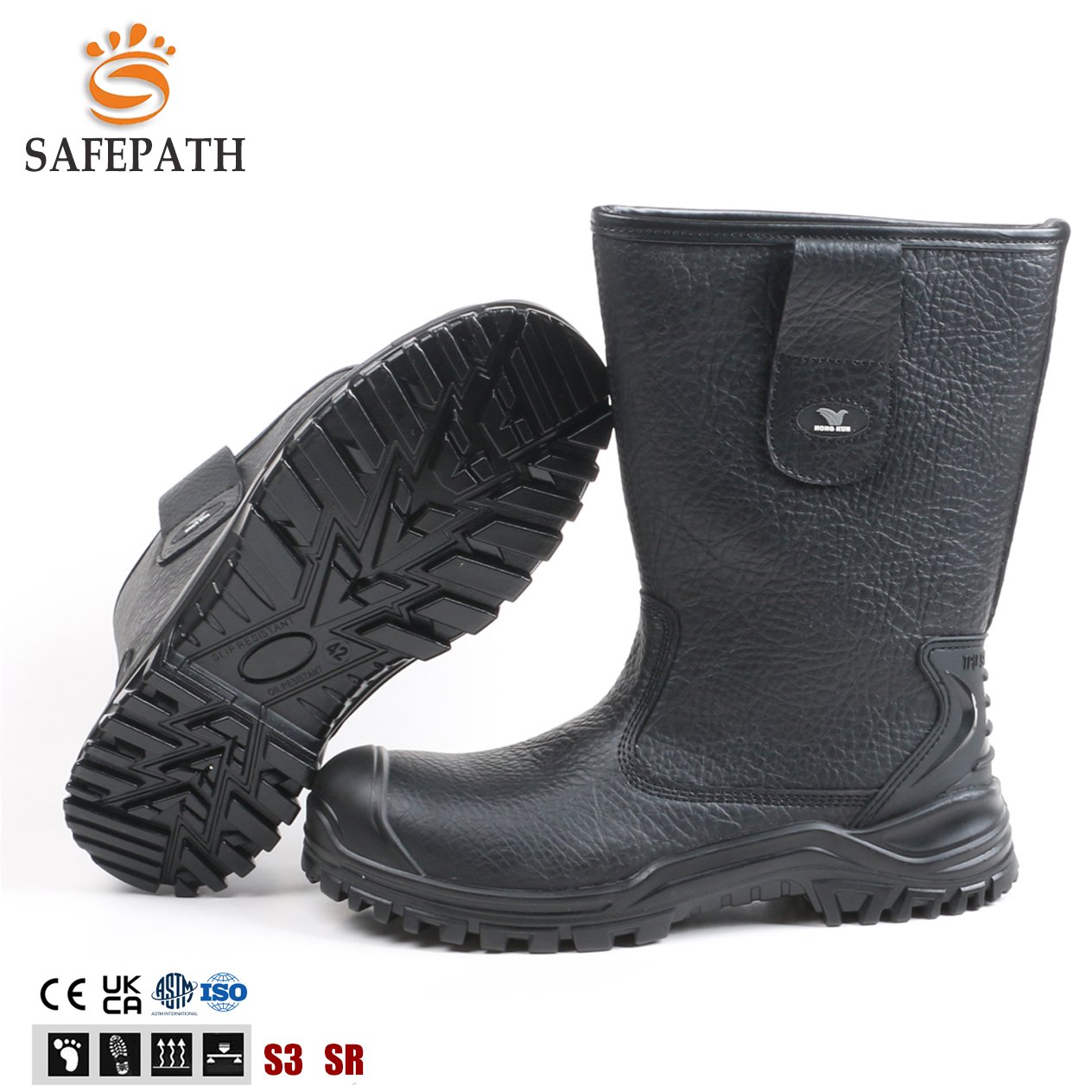 Gas Mining Farm Industrial safety boots Waterproof Anti-slip High cut Riggor Boots Construction Safety shoes for men