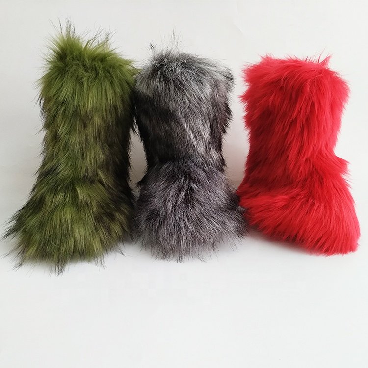 2021 New American US Sizes Customized Cheap Winter warm Snow monster faux fur boots for women plain purple colour boot