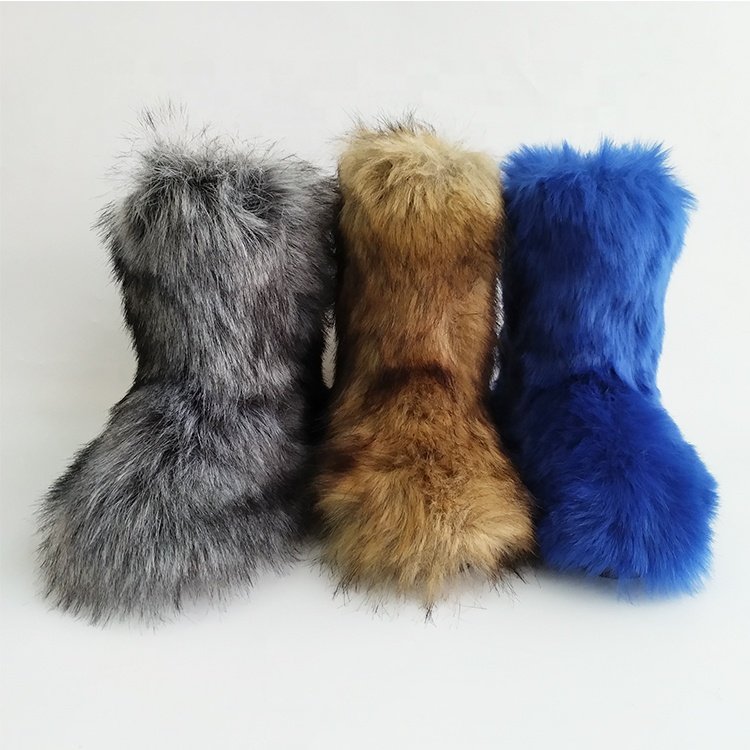 2021 New American US Sizes Customized Cheap Winter warm Snow monster faux fur boots for women plain purple colour boot