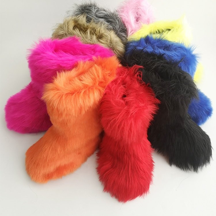 2021 New American US Sizes Customized Cheap Winter warm Snow monster faux fur boots for women plain purple colour boot