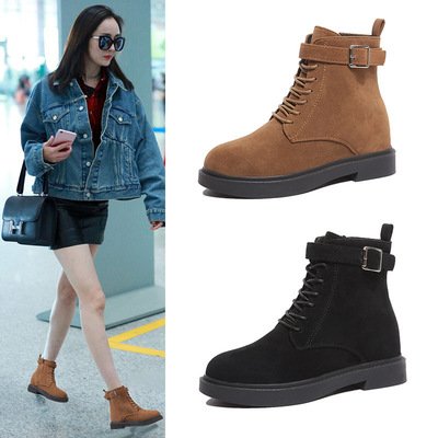 Autumn and winter 2020 fashion women's boots lace up flat bottomed women's shoes suede Korean Short Boots