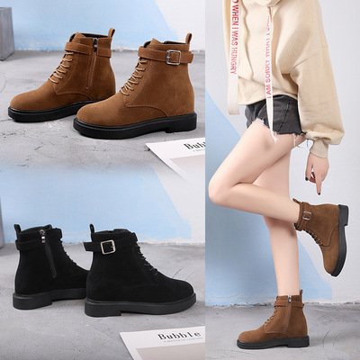 Autumn and winter 2020 fashion women's boots lace up flat bottomed women's shoes suede Korean Short Boots