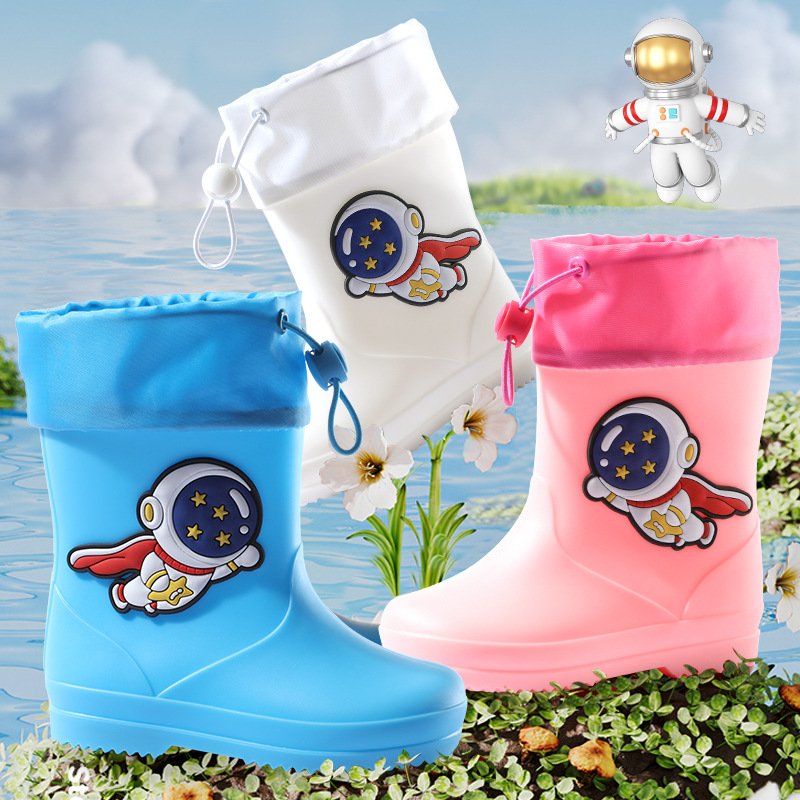 New Cartoon Astronaut Waterproof Non-slip Rain Boots Rainboots Kids Water Shoe Children Boys Girls Rain Boots Lightweight