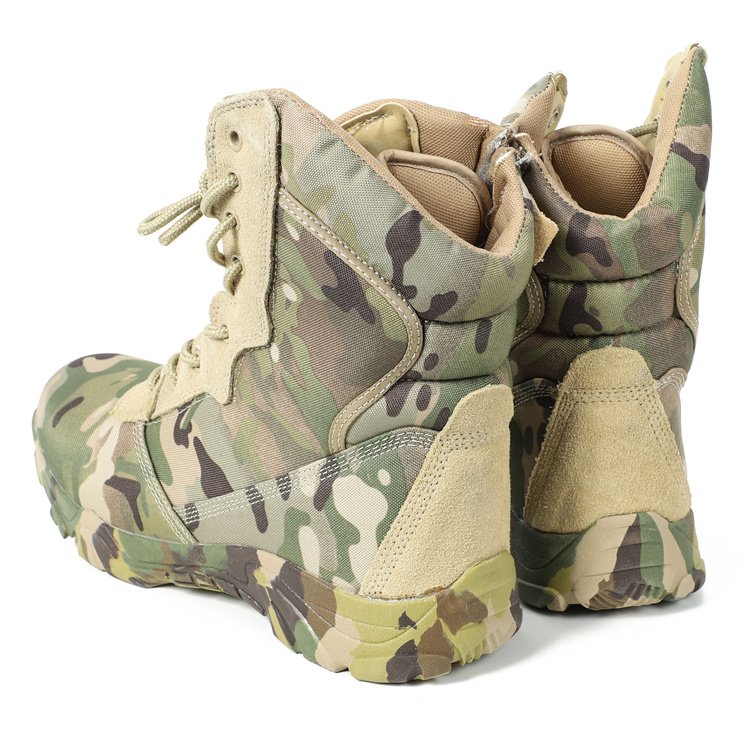 Men's Camouflage Combat Boots Cow Leather Upper Breathable and Waterproof with Customizable Logo from Force in the USA