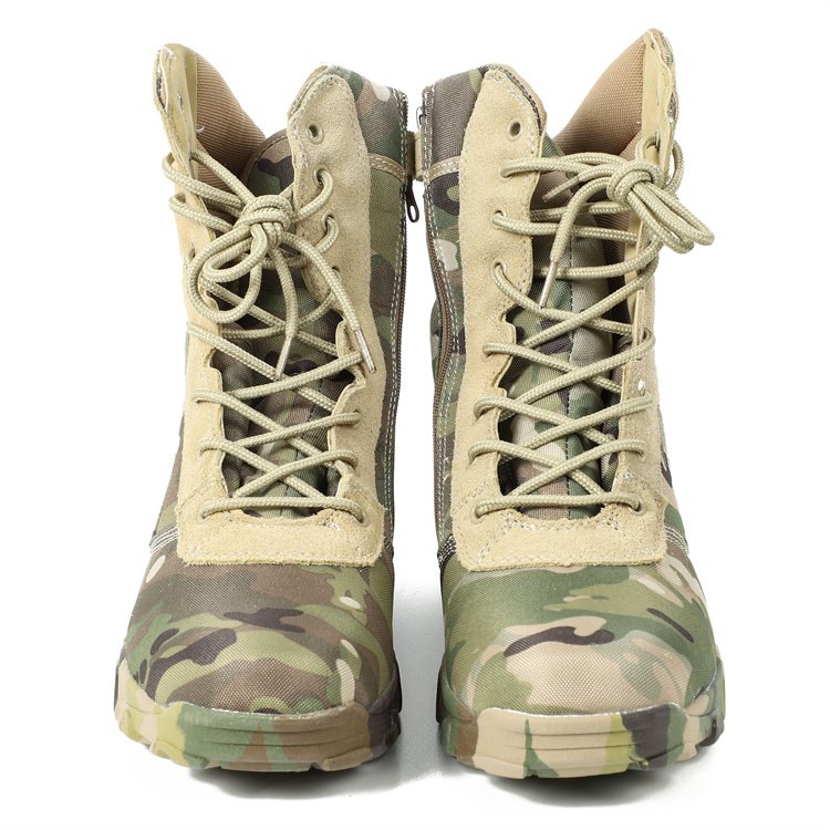 Men's Camouflage Combat Boots Cow Leather Upper Breathable and Waterproof with Customizable Logo from Force in the USA