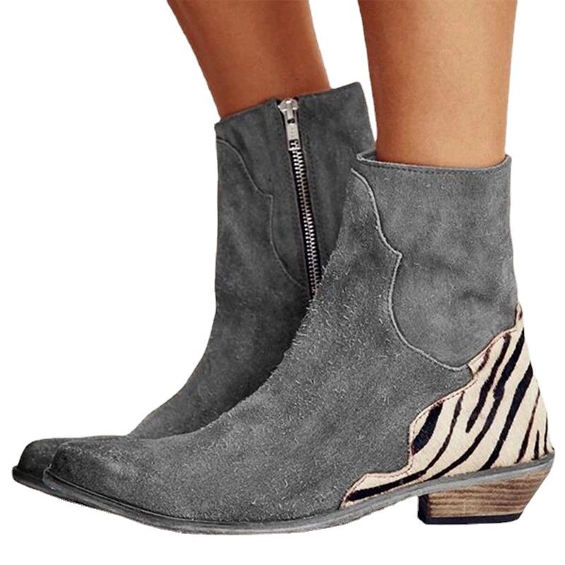 side zipper leather ladies shoes women winter ankle boots