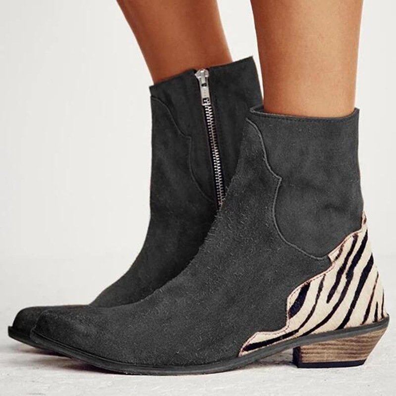 side zipper leather ladies shoes women winter ankle boots