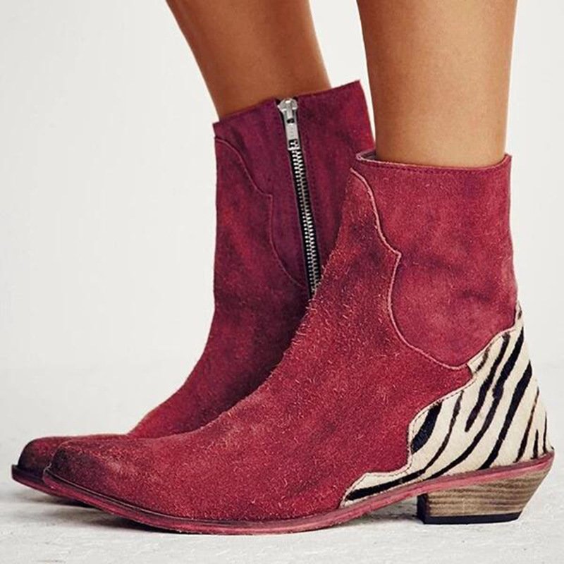 side zipper leather ladies shoes women winter ankle boots