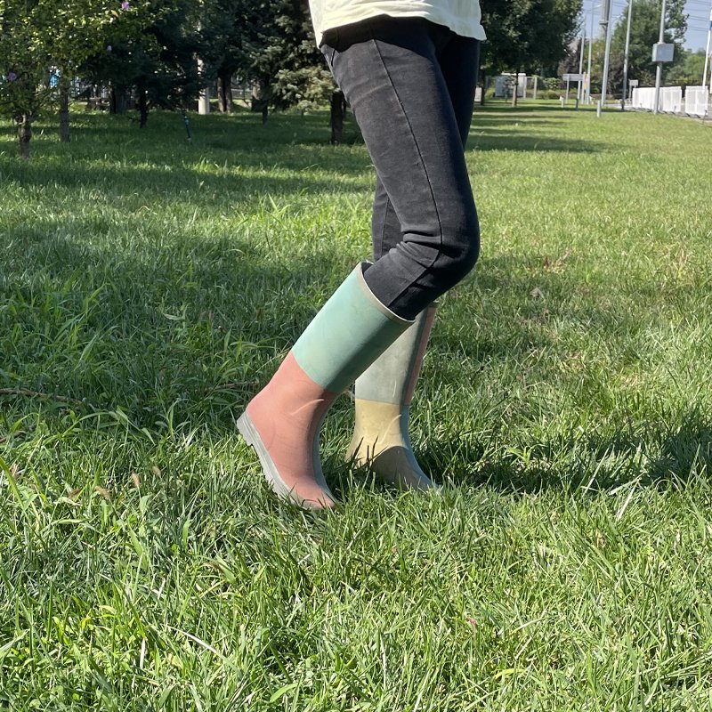 2024 designer custom macaron fashion ladies waterproof wellington gumboots women natural rubber rain boots