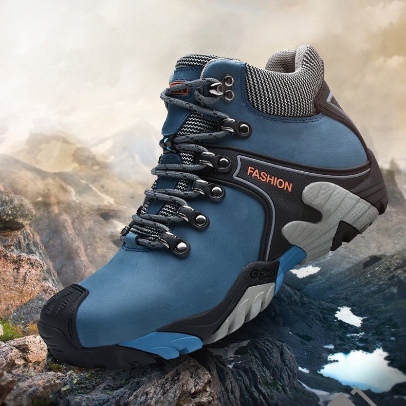 New Men's Running Safe Mountaineering Outdoor Hiking Shoes Men's Genuine Leather Large Outdoor Sports Plush Hiking Shoes