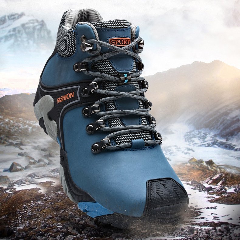 New Men's Running Safe Mountaineering Outdoor Hiking Shoes Men's Genuine Leather Large Outdoor Sports Plush Hiking Shoes