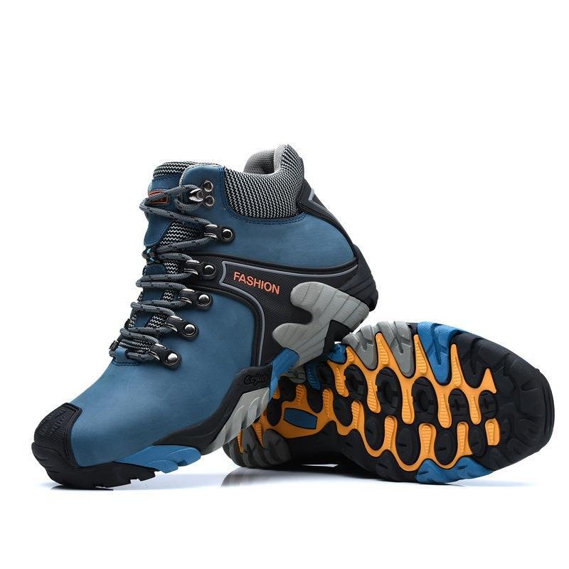 New Men's Running Safe Mountaineering Outdoor Hiking Shoes Men's Genuine Leather Large Outdoor Sports Plush Hiking Shoes