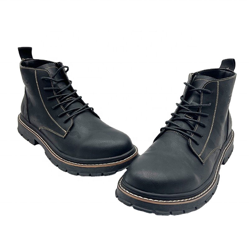 Factory Custom Cow Leather Waterproof Lightweight Fleece Men's Ankle Shoes Chelsea Boots