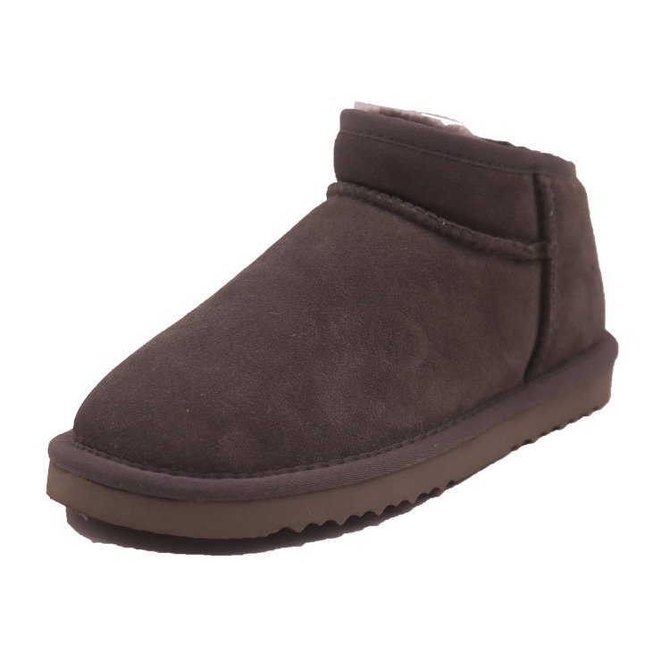 CF-028 Simple Style Short Design Anti-Slippy EVA Sole Grey Color Cow Suede And Lining Fake Fur Winter Fashion Boots