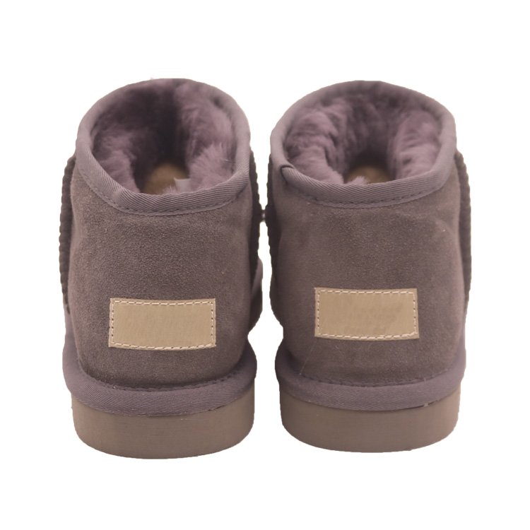 CF-028 Simple Style Short Design Anti-Slippy EVA Sole Grey Color Cow Suede And Lining Fake Fur Winter Fashion Boots