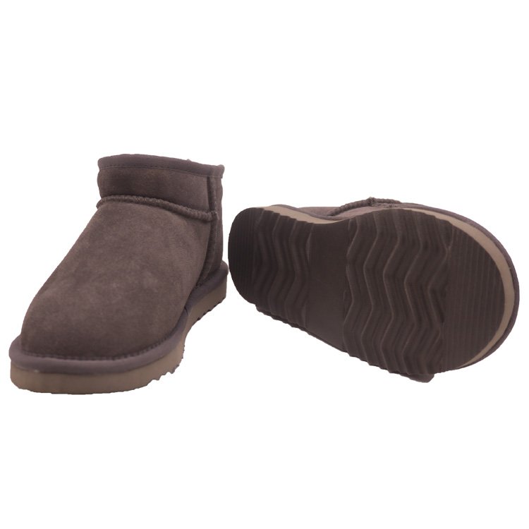 CF-028 Simple Style Short Design Anti-Slippy EVA Sole Grey Color Cow Suede And Lining Fake Fur Winter Fashion Boots