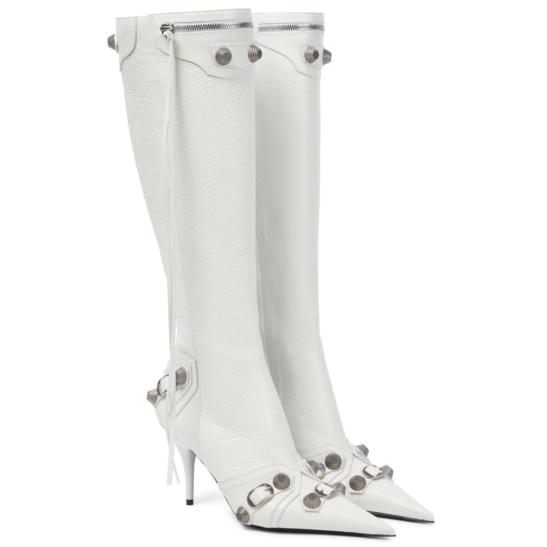 2022 America most Popular Zipper-up rivet Designer Knee high boots Large size women high heel shoes