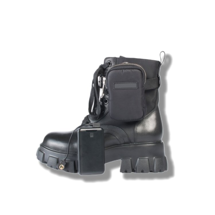 Unisex USB Powered Cold-Resistant Portable Battery Heating Shoes With Leather
