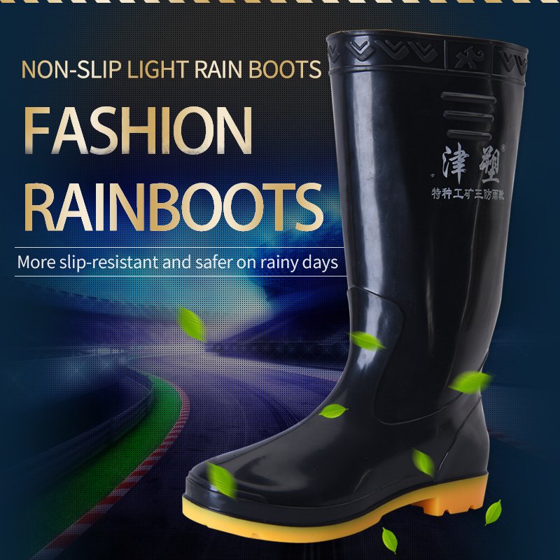 Customized Anti-Slip Safety Mens PVC Material Rain Boots PVC labor Protection Rain Boots For Worker