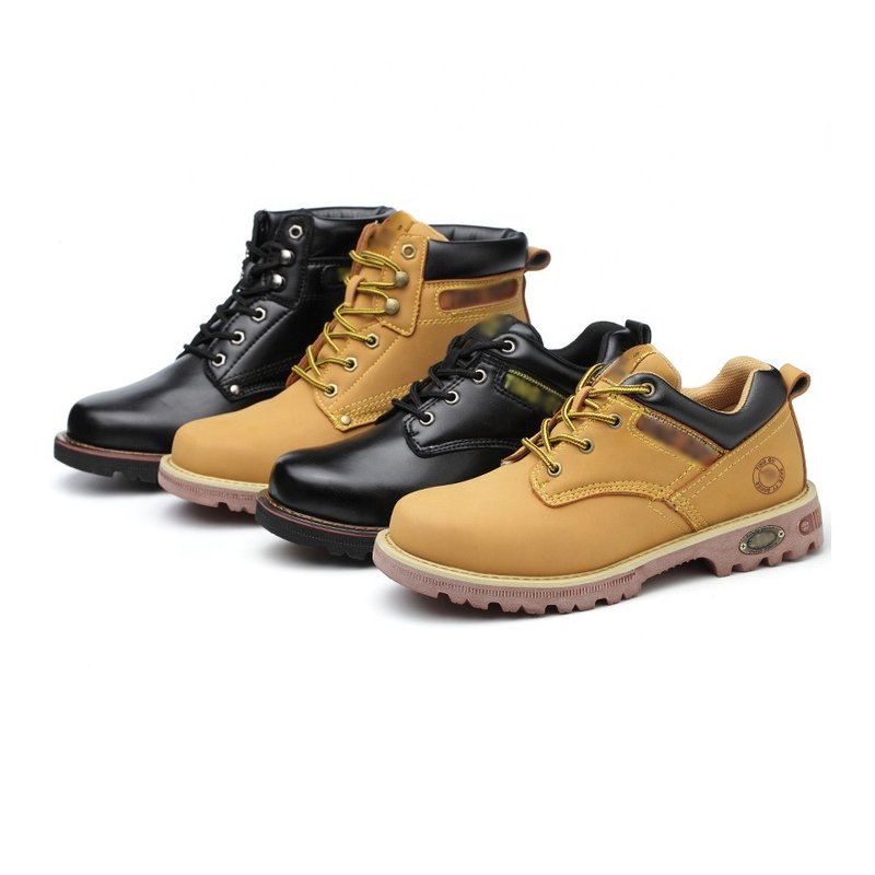 Custom Genuine Leather Men Composite Steel Toe Cap Shoes Construction Safety Work Boots for Men Wholesale