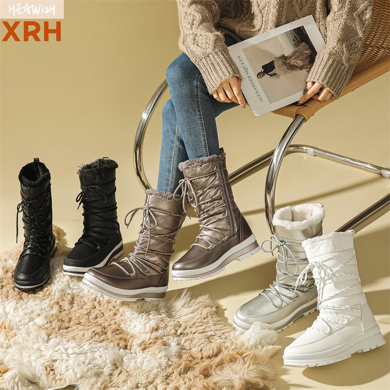 Wholesales Oem Custom Lace Up Hiking Boots Women Shoes Green Women Winter Snow Boots For Women
