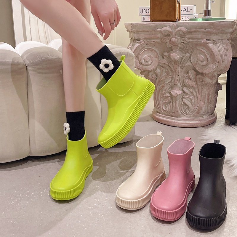 Walking Non Slip Waterproof Ankle Rainboots Water Shoes Women Short Rain Boots