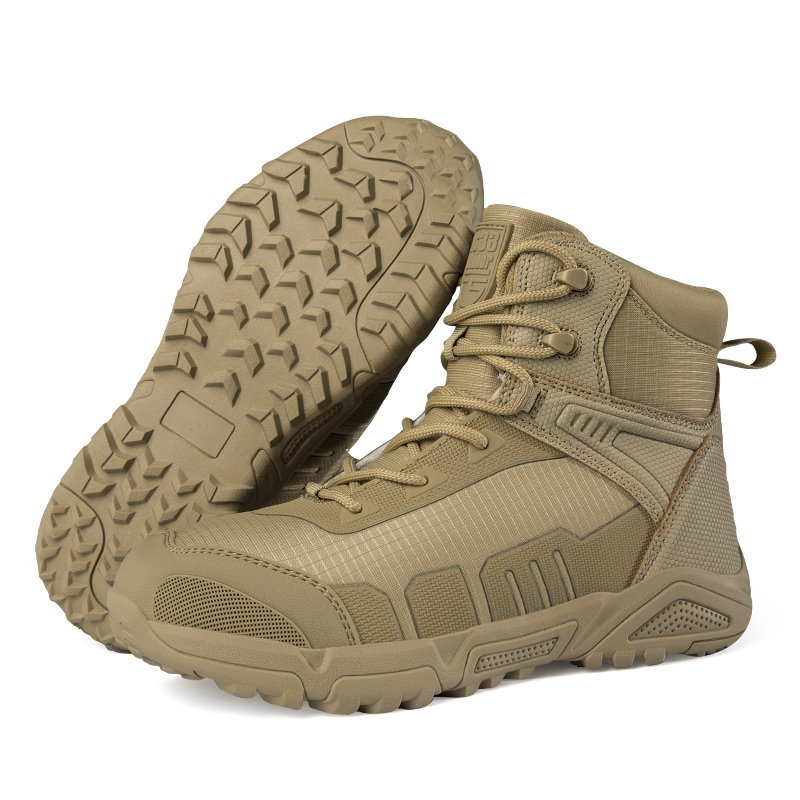 Men's Tactical Boots Lace-Up Desert Waterproof Work Sports Climbing Outdoor Hiking Shoes Rubber Outsole Material Summer