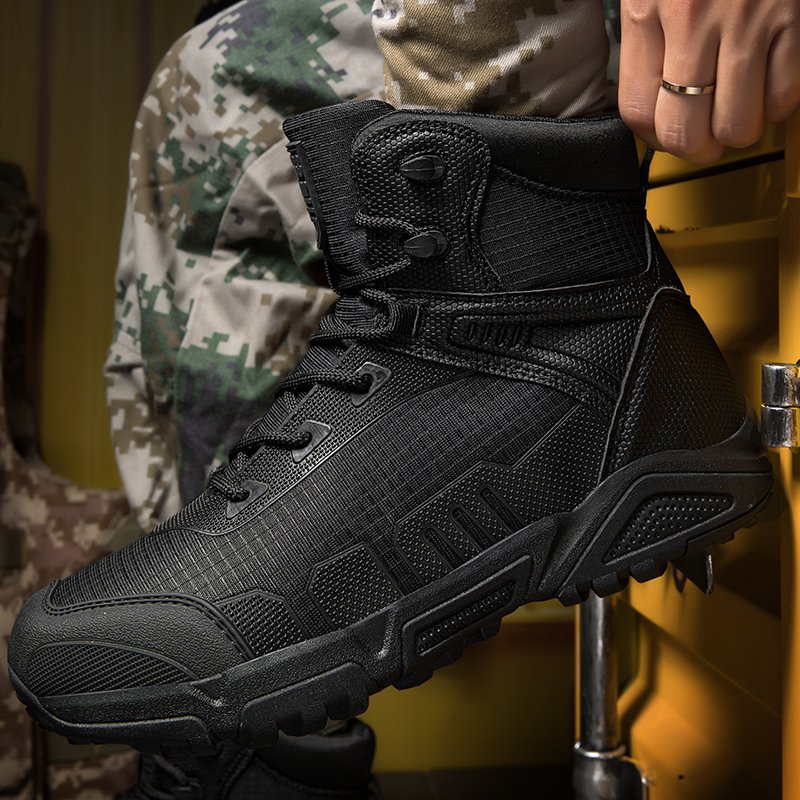 Men's Tactical Boots Lace-Up Desert Waterproof Work Sports Climbing Outdoor Hiking Shoes Rubber Outsole Material Summer