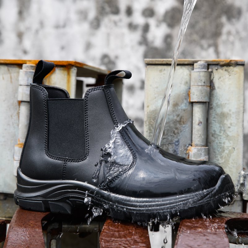 Unisex Chelsea Leather steel toe waterproof mens Industrial shoes work safety boots