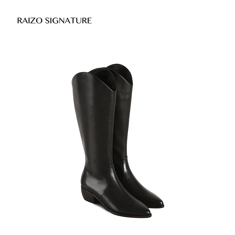 Raizo High Quality Long High Heel Boot Round Toe Block Heel Luxury High Heel Sexy Boot For Women
