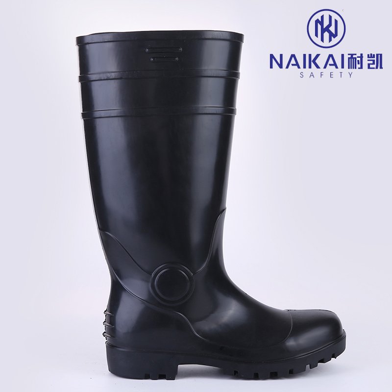 Wholesale Stock Agriculture Work Pvc Rain Boots For Men Waterproof Safety Boots Ce Black Steel Toe Rain Boots