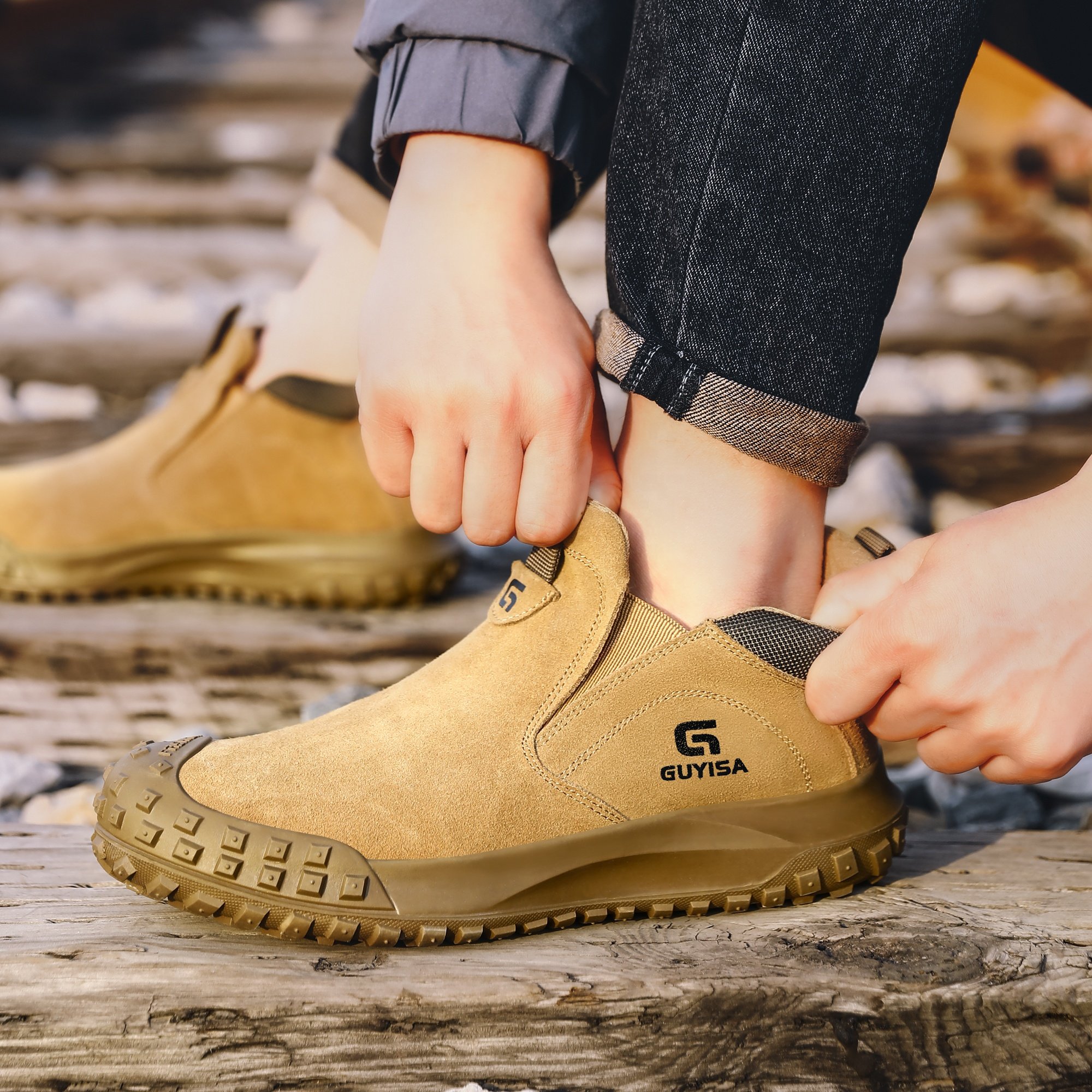 GUYISA Factory direct selling safety boots anti -hot steel toe safety working boots
